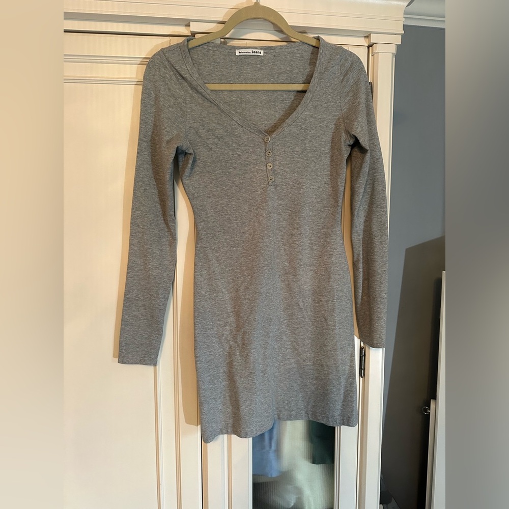 Reformation grey cotton mini dress
